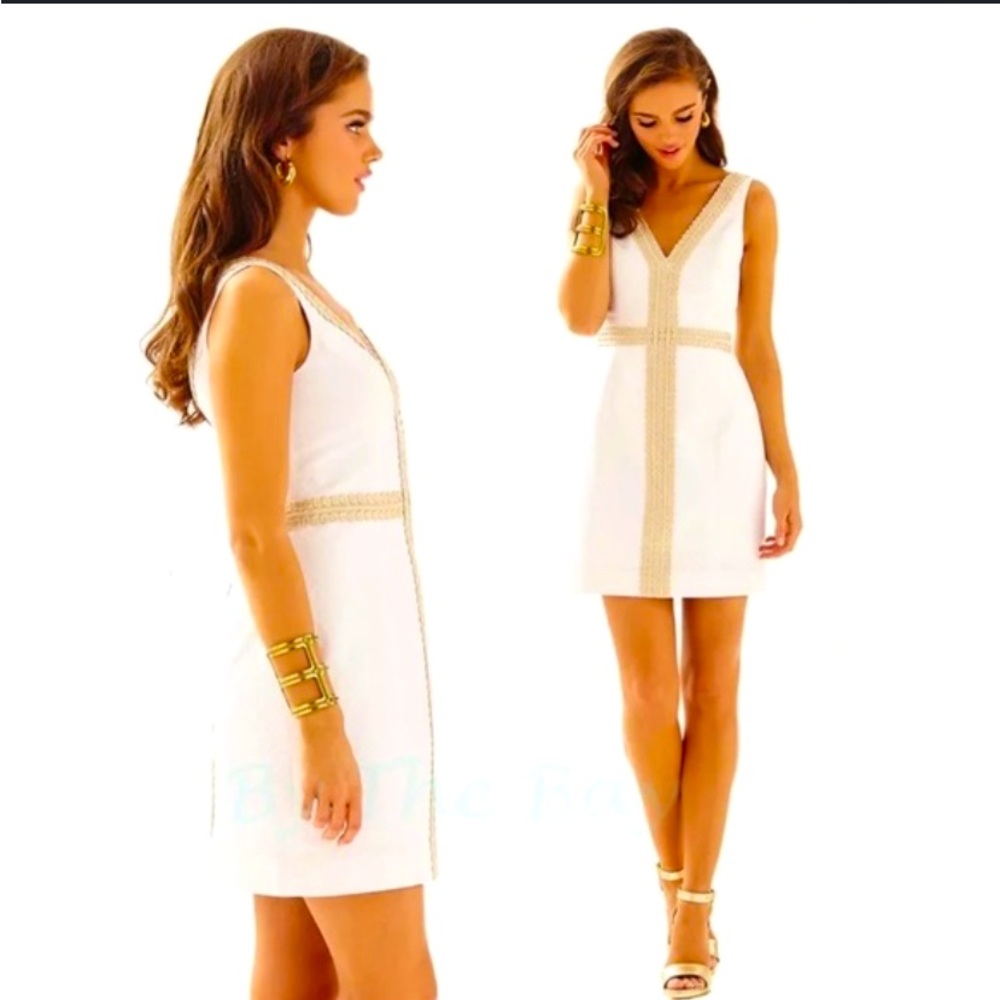 Lilly Pulitzer White and Gold Mini Dress